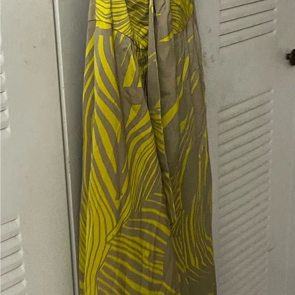 Banana Republic Yellow and Brown Midi Dress
